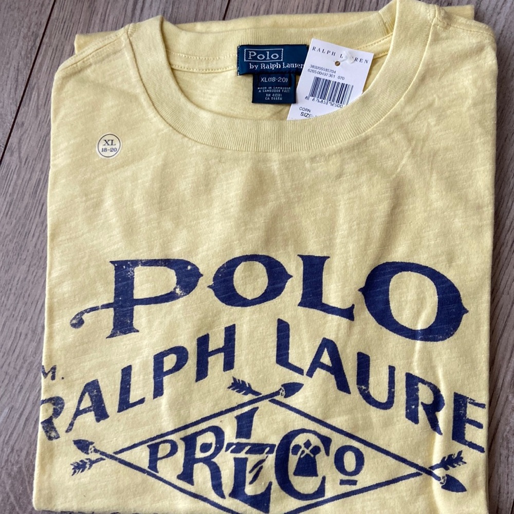 Polo Ralph  Lauren boys XL 18-20 Short sleeves TShirt Yellow NWT
